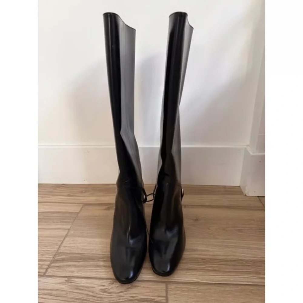 Reformation Black Patent Over-the-Knee Pull-On Boots